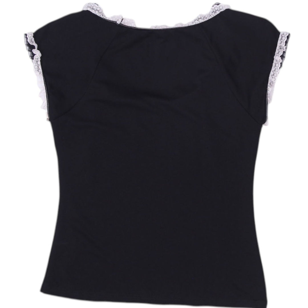 Y2K Ladies Lace Trim Top Size M | Migration_Y2K Tops - Side View | Fashion Rerun