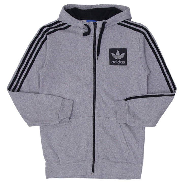 Mens Adidas Black Stripes Full Zip Gray Hoodie - Fashion Rerun Vintage Migration_Sweaters