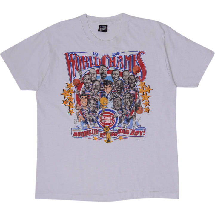 Vintage Mens Screen Stars 1989 Detroit Pistons World Champs Made in USA S.Stitch