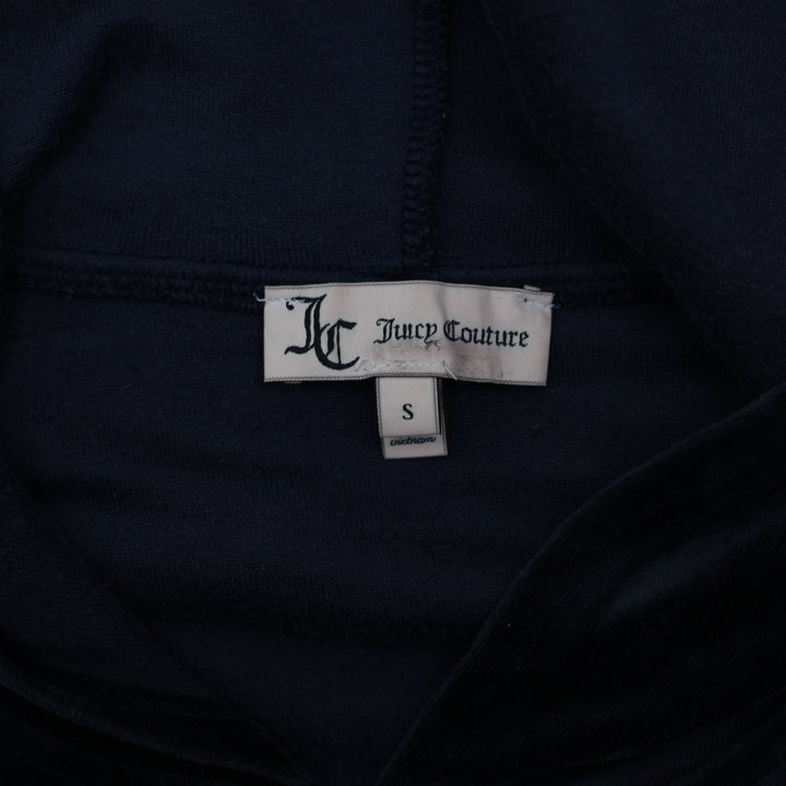 Y2K Ladies Juicy Couture Hoodie Navy Velour Full Zip Small