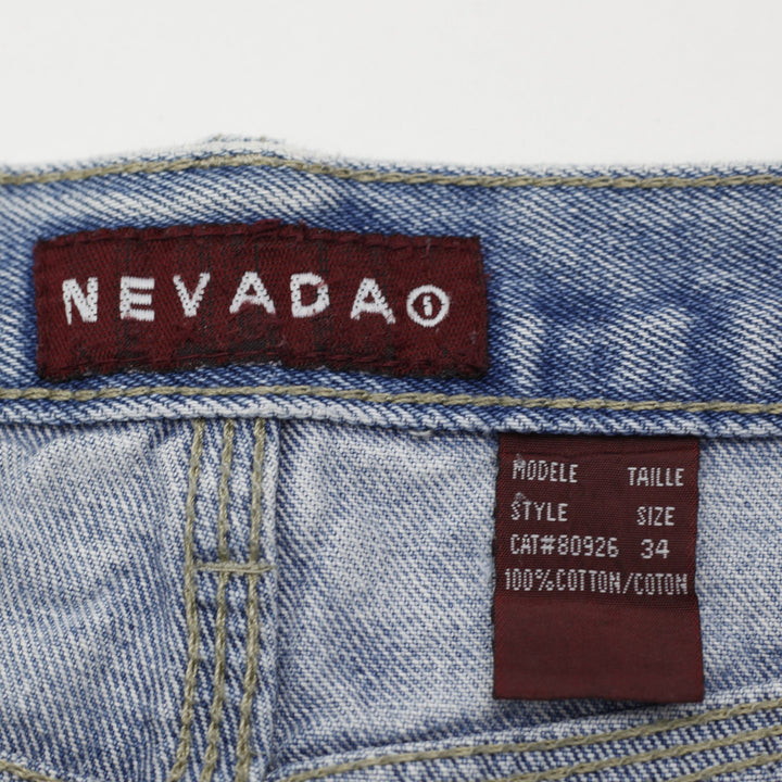 Y2K Mens Nevada Light Wash Denim Carpenter Jorts Size 34