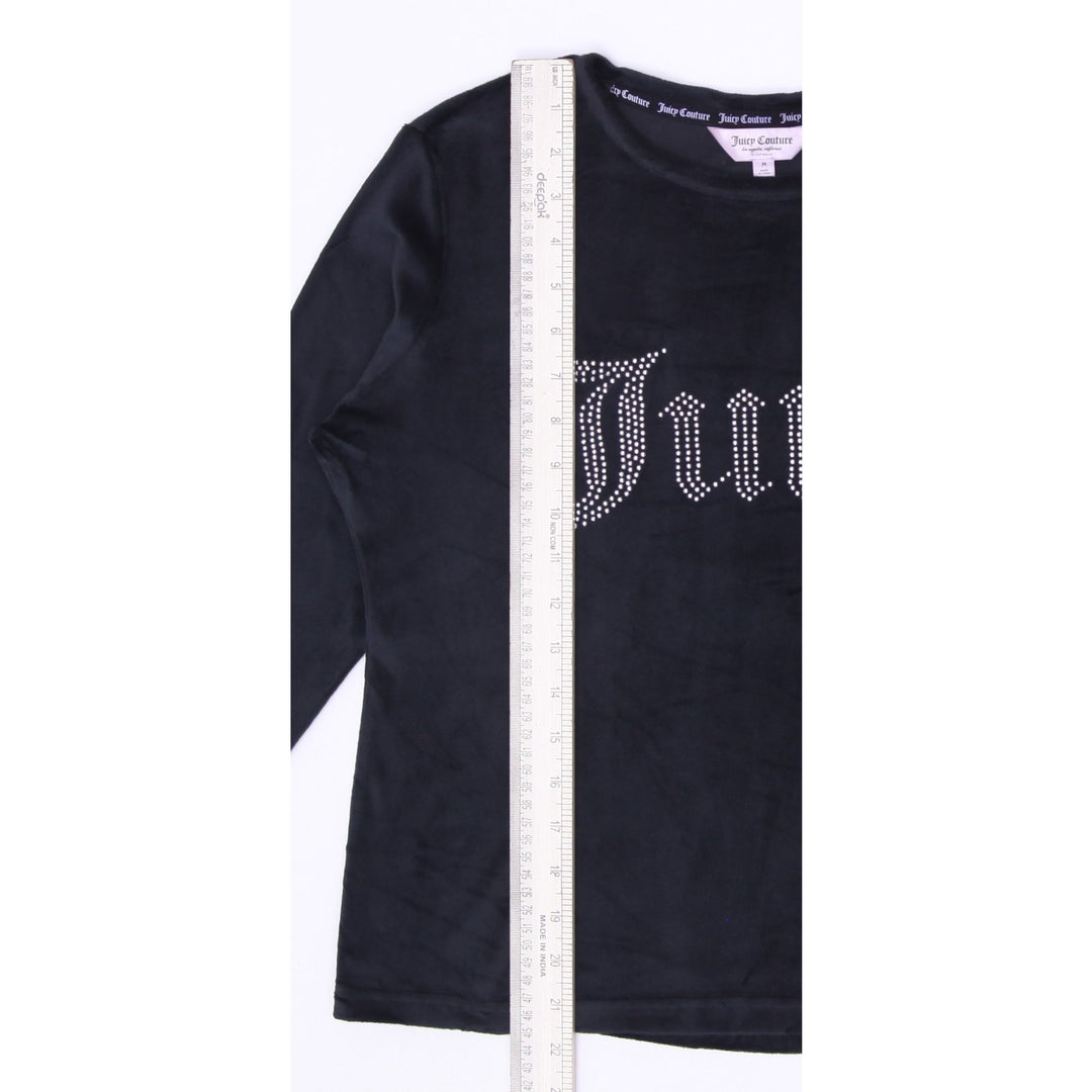 Y2K Ladies Juicy Couture Rhinestone Script Long Sleeve Pajama Top Size M