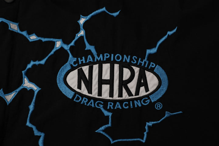 Vintage Mens Sport Service NHRA Jacket Black Lightning Racing Jacket | Migration_Jackets - Detail View | Fashion Rerun