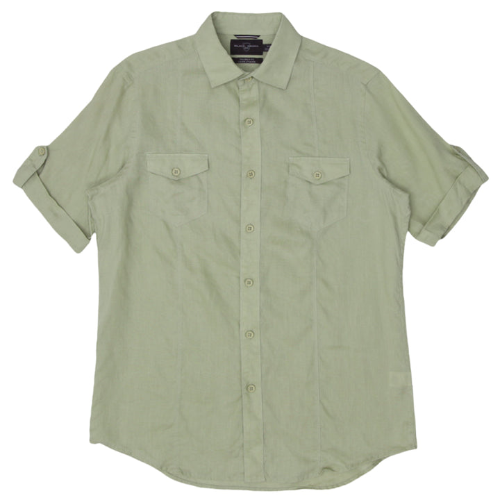 Mens Black Brown Tailored Fit Short Sleeve Shirt - Fashion Rerun Vintage Migration_Shirt