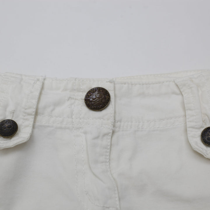 Y2K Ladies Mini Skirt Off White Cotton Pleated Casual