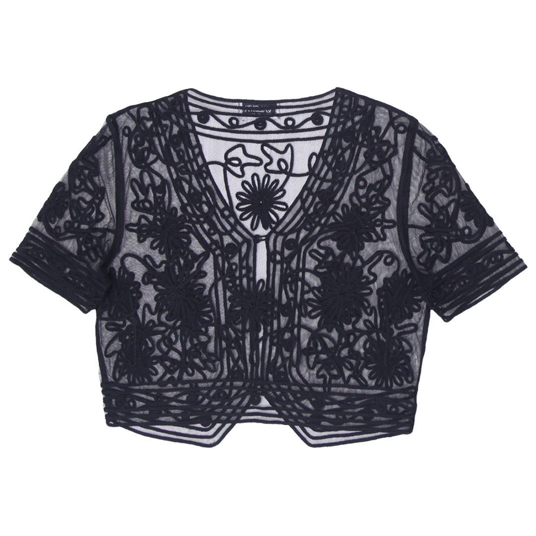 Ladies Valenti Rome New York Paris Sheer Black Glass Beaded Cover Up