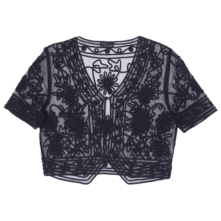 Ladies Valenti Rome New York Paris Sheer Black Glass Beaded Cover Up