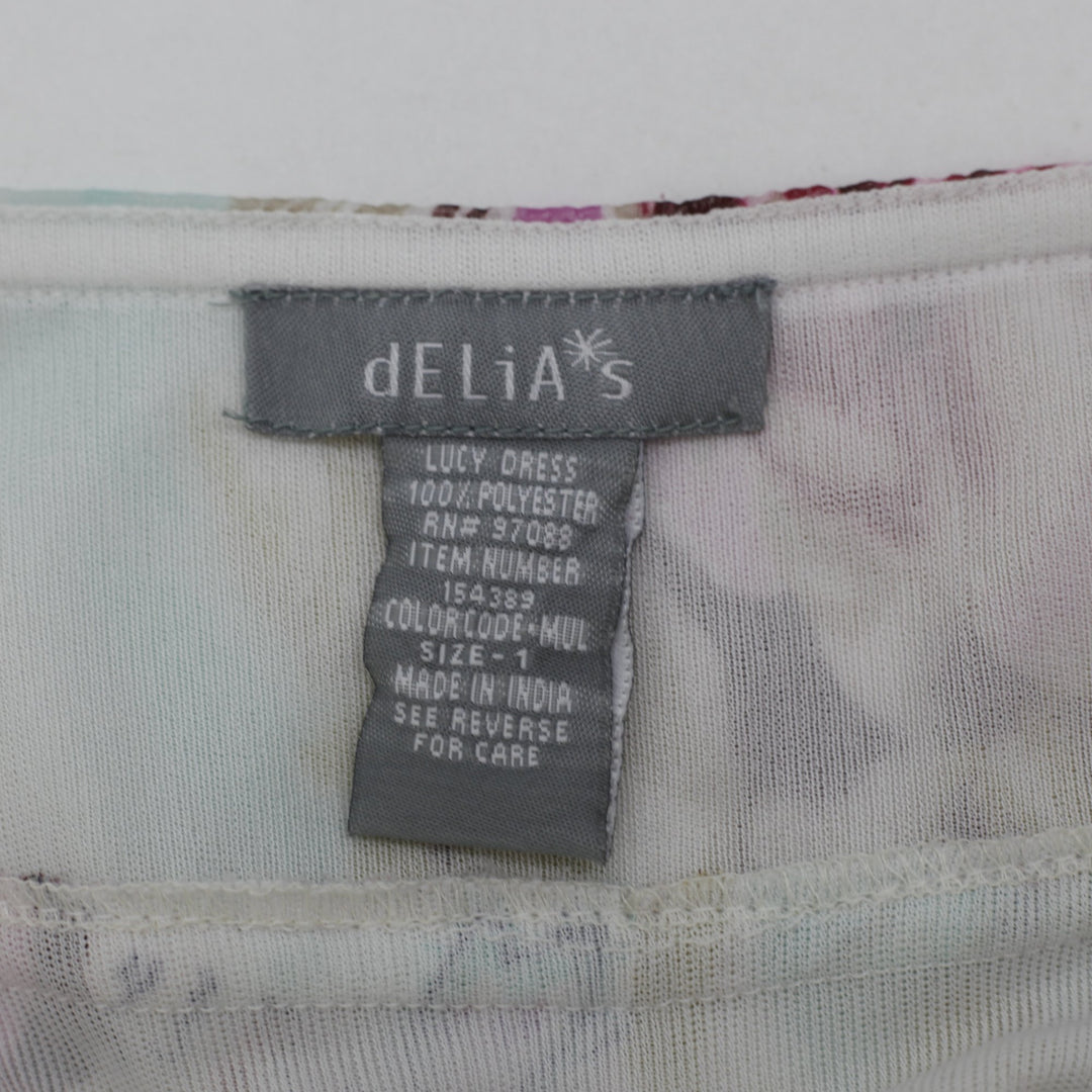 Y2K Ladies Delias Paisley Print Empire Waist Mini Dress White Size 1