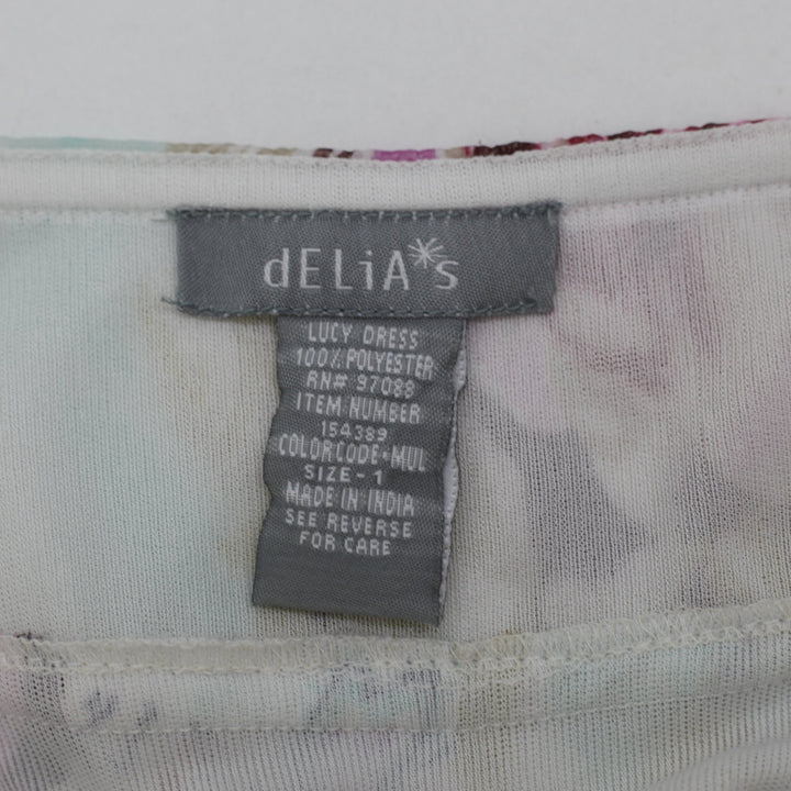 Y2K Ladies Delias Paisley Print Empire Waist Mini Dress White Size 1