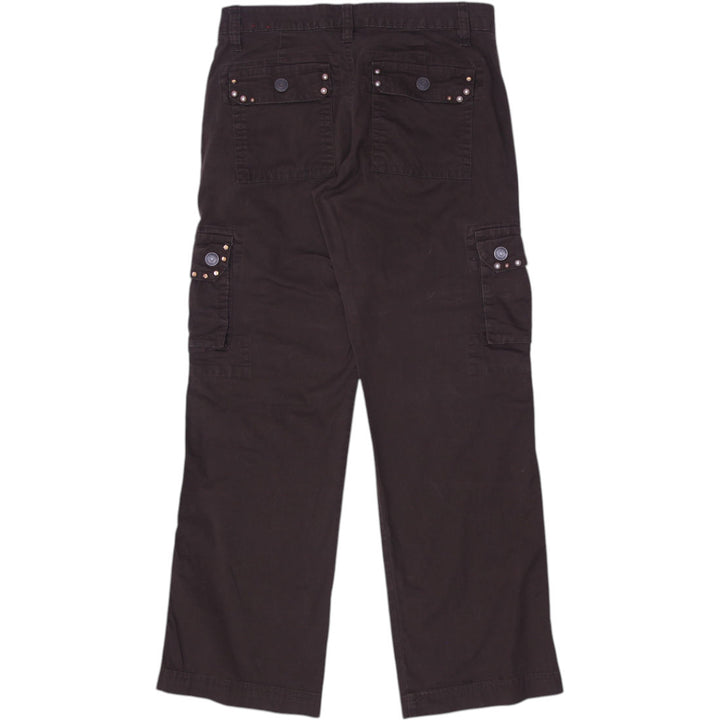 Y2K Ladies Studded Denim Stylish Brown Cargo Pants Size 6 | Migration_Jeans & Pants - Side View | Fashion Rerun