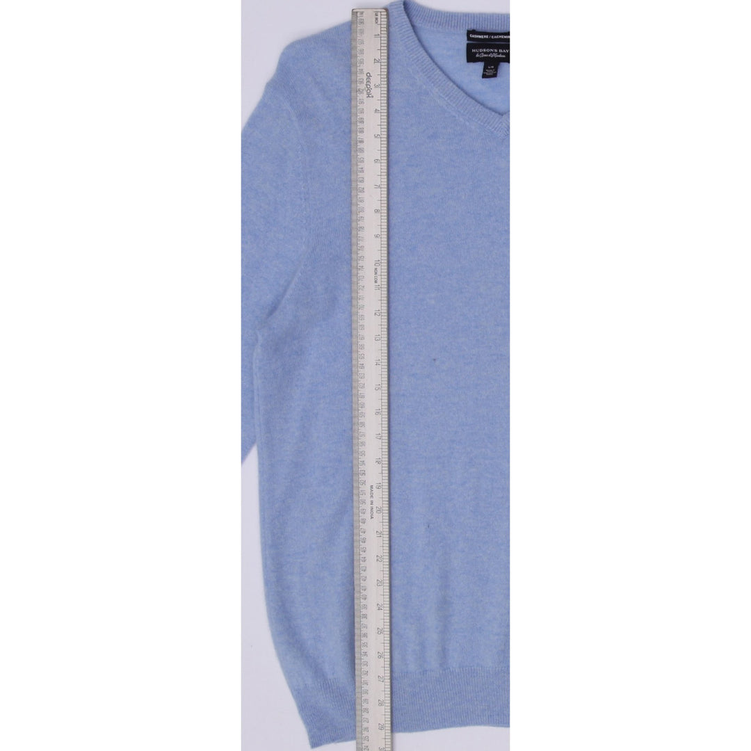 Mens Hudson's Bay 100% Pure Cashmere V-Neck Sweater Size L