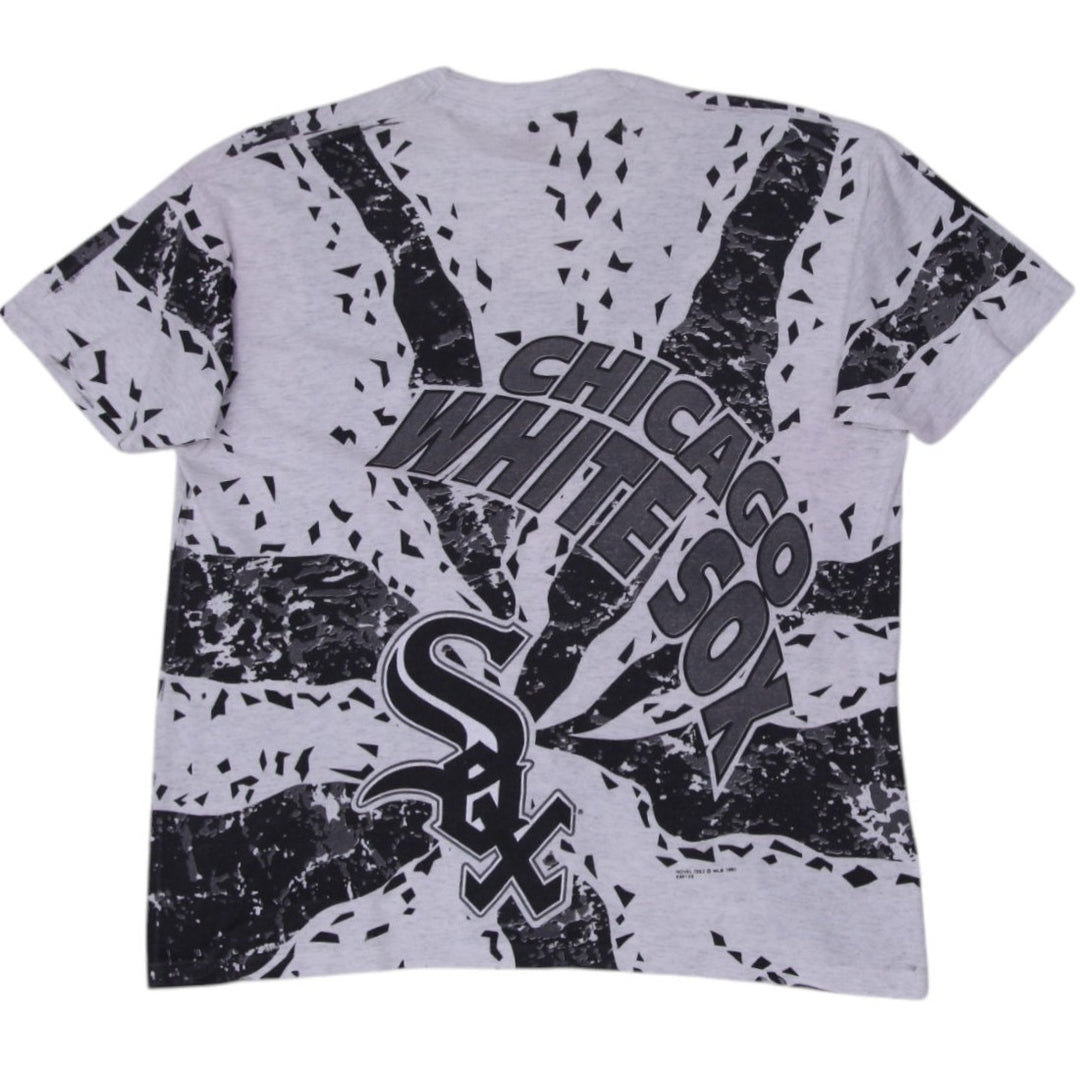 Vintage 90s Novel Teez Chicago White Sox All-Over Print Graphic T-Shirt L | Migration_T-Shirts - Side View | Fashion Rerun