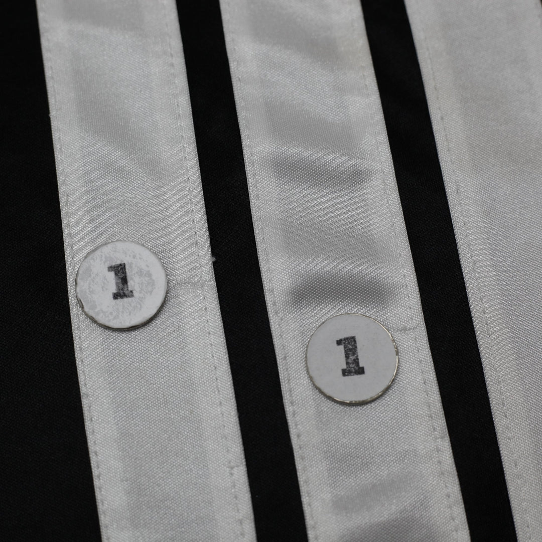 Vintage Mens Adidas Jersey Black Long Sleeve Striped V-Neck