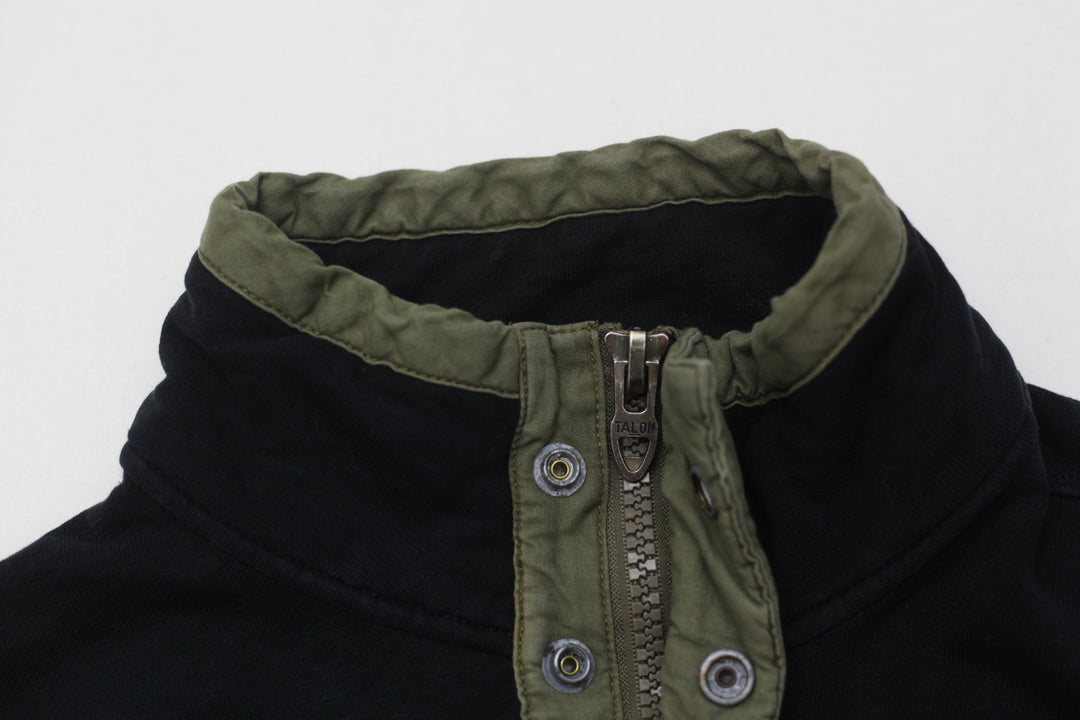 Vintage Polo By Ralph Lauren Pullover 1/4 Zip Snap Up Pocket Sweatshirt