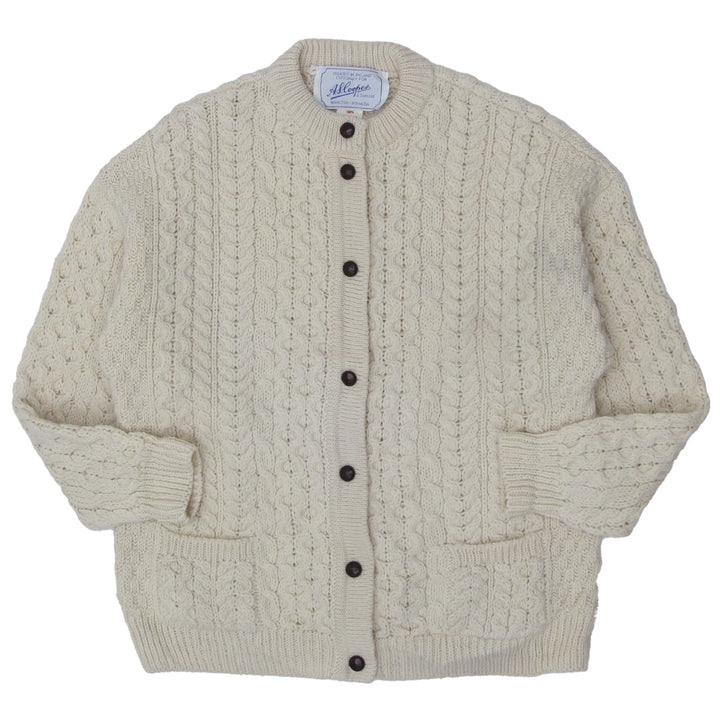 Vintage A.S Cooper Irish Wool Cable Knit Cardigan - Made In Ireland Size L - Fashion Rerun Vintage Migration_Sweaters