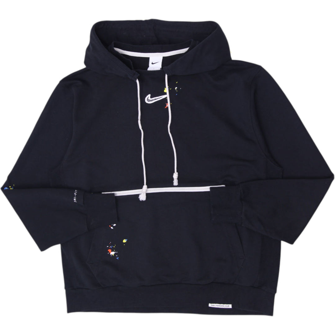 Mens Nike Standard Issue Dri-FIT Paint Splatter Pullover Hoodie Black Size L