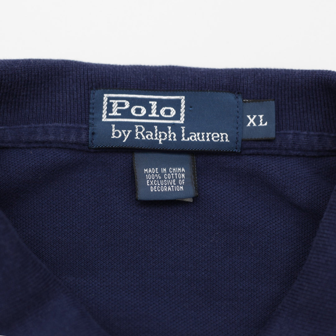 Mens Polo Ralph Lauren Polo Shirt Navy Blue Embroidered Cotton Casual Size XL