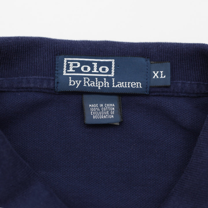 Mens Polo Ralph Lauren Polo Shirt Navy Blue Embroidered Cotton Casual Size XL