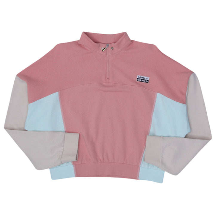 Ladies Adidas Logo Quarter Zip Cropped Sweatshirt