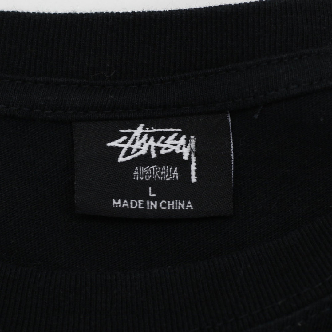 Mens Stussy Australia Black Cosmos Flower Graphic T-Shirt
