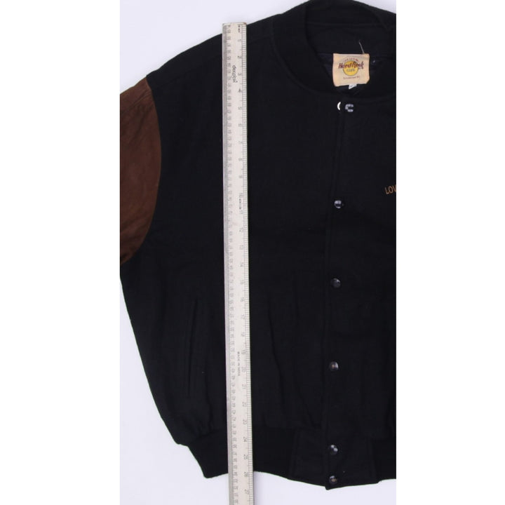 Vintage Mens Hard Rock Cafe Varsity Jacket Leather Sleeves