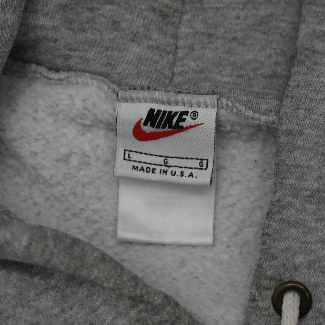 Vintage 90’s Nike Small Swoosh Gray Heather Pullover Hoodie L | Migration_Hoodies - Back View | Fashion Rerun