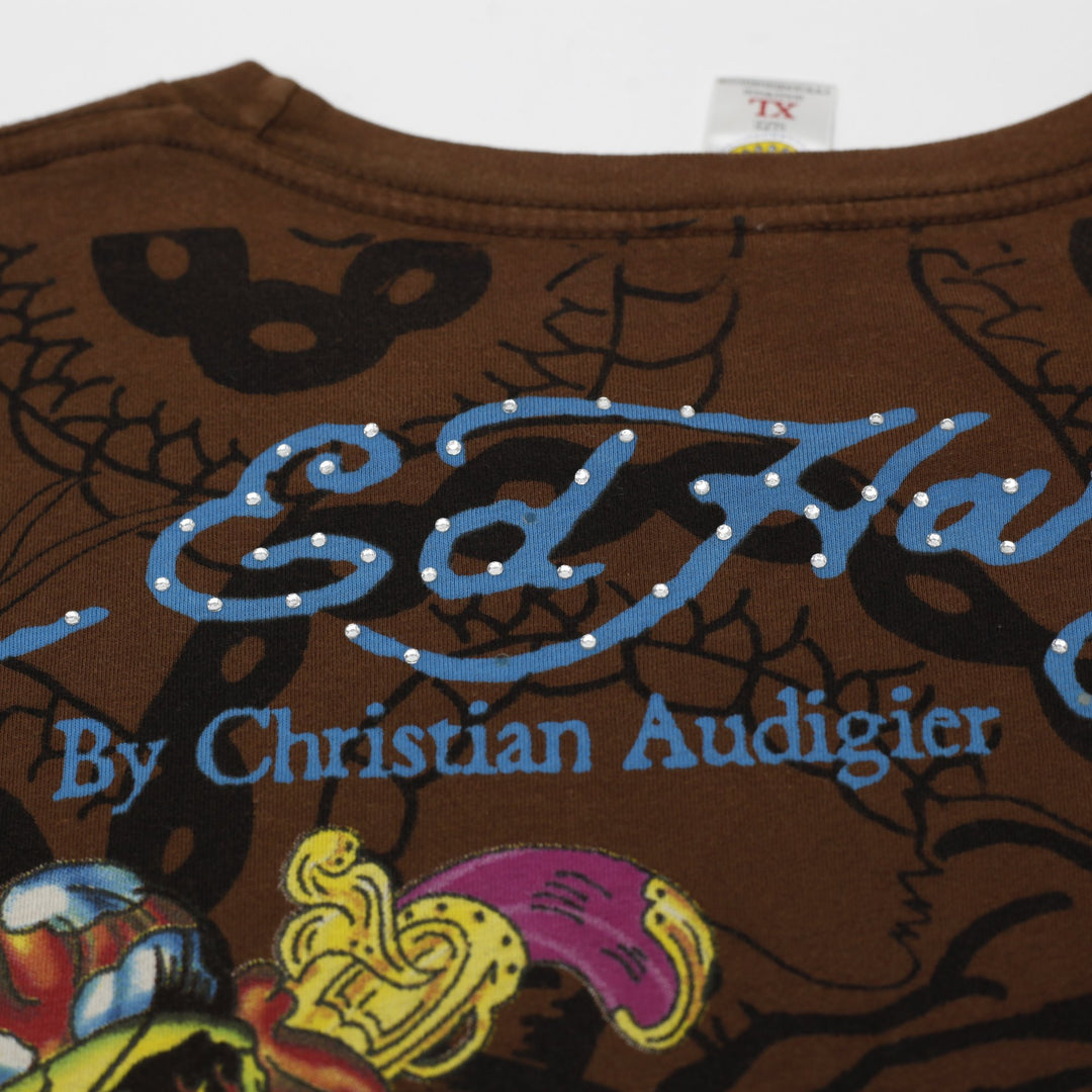 Y2K Mens Ed Hardy by Christian Audigier All Over Print PirateSkulls Size XL