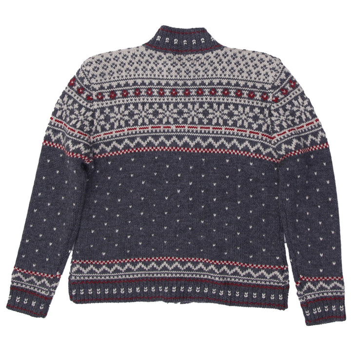 Vintage Ladies Lauren Ralph Lauren Downhill Skier Wool Knit Sweater Medium Full Zip