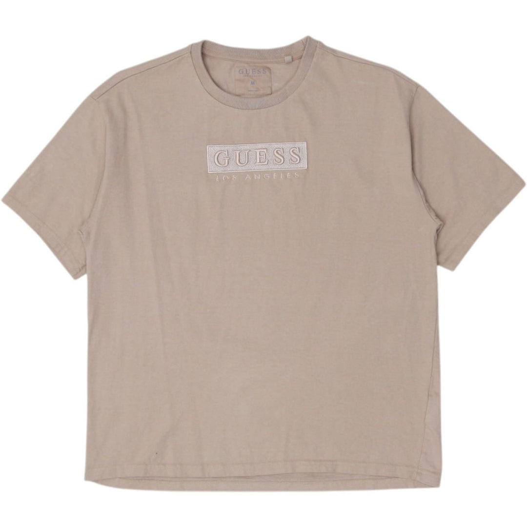 Shop Mens Guess T-Shirt Beige Los Angeles Logo Short Sleeve