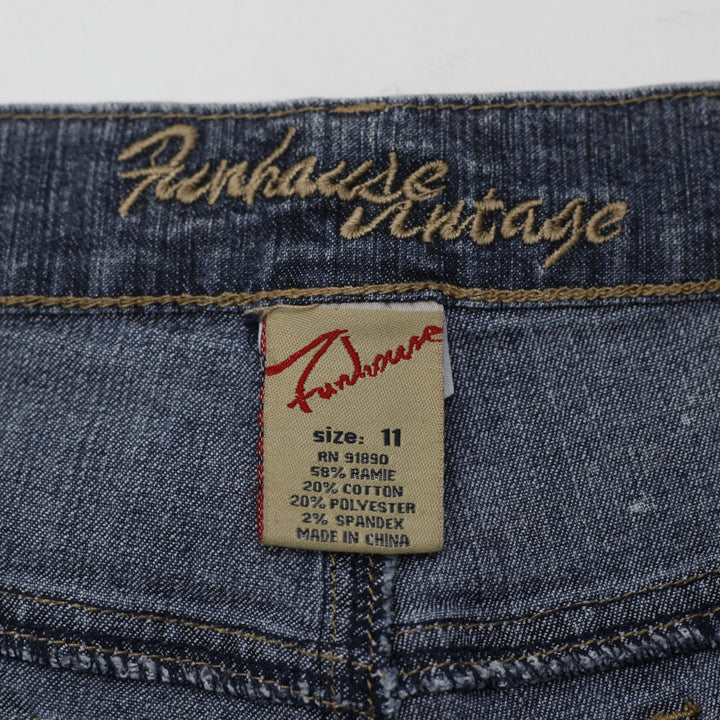 Y2K Ladies Fanhouse Beaded Floral Embroidered Flare Jeans Size 11