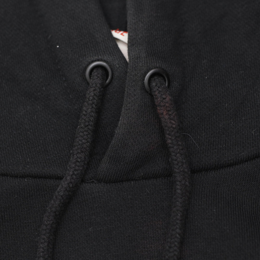 Mens Kappa Big Logo Fleece Pullover Hoodie Black XXL