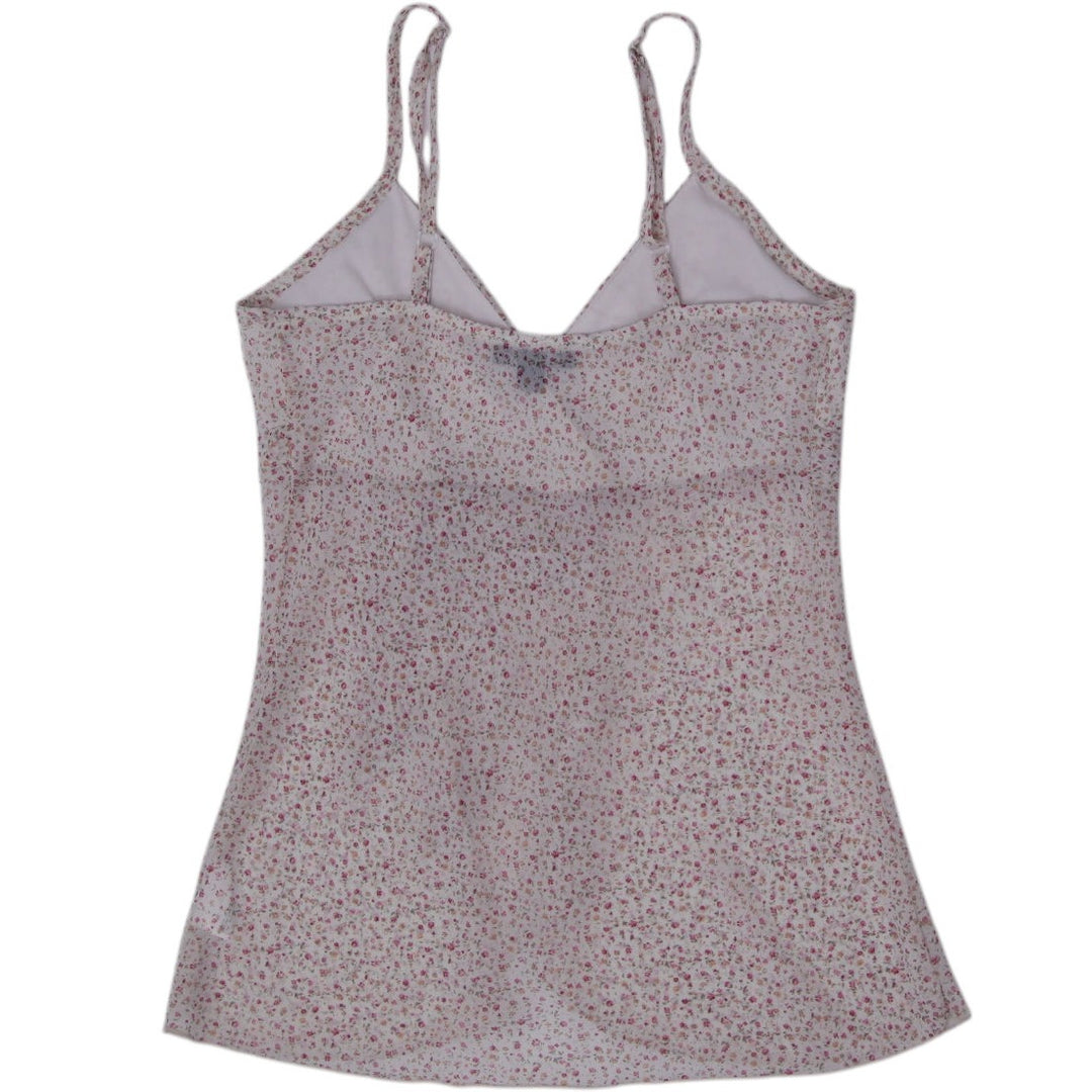 Y2K Ladies A. Byer Ditsy Floral Front-Tie Milkmaid Cami Top Size M