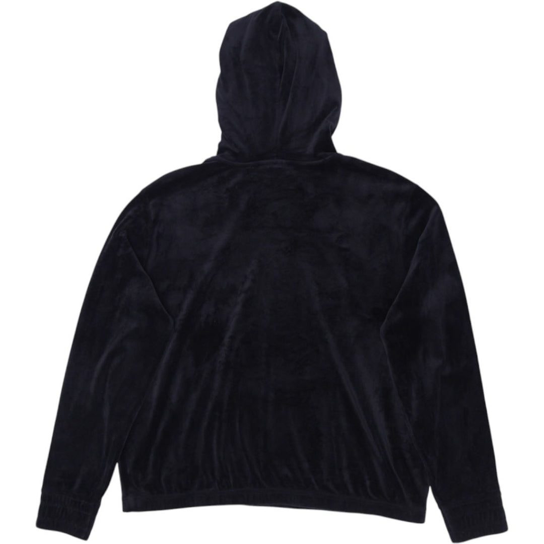 Y2K Ladies Fila Black Hoodie Velour Half Zip Pullover XL