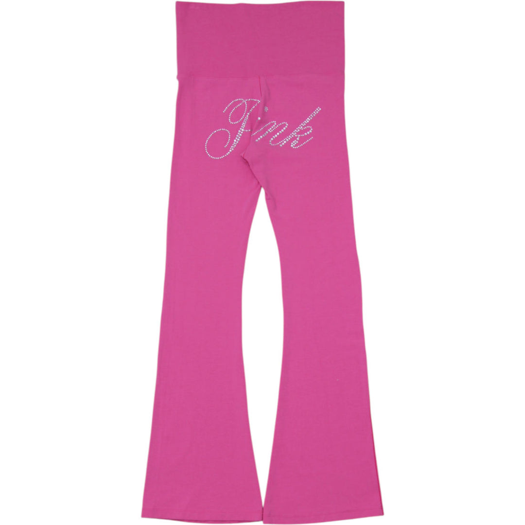 Y2K Ladies Jogger PINK Victoria's Secret Rhinestone Flare Yoga Pants Size S
