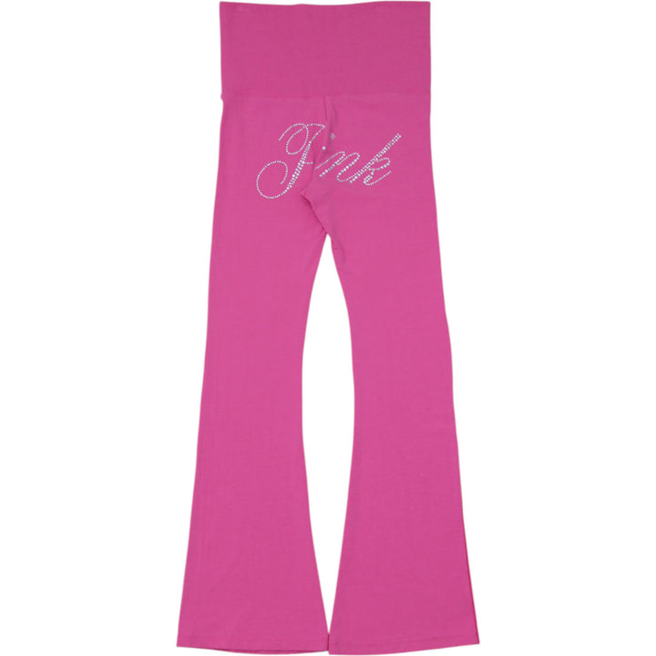 Y2K Ladies Jogger PINK Victoria's Secret Rhinestone Flare Yoga Pants Size S