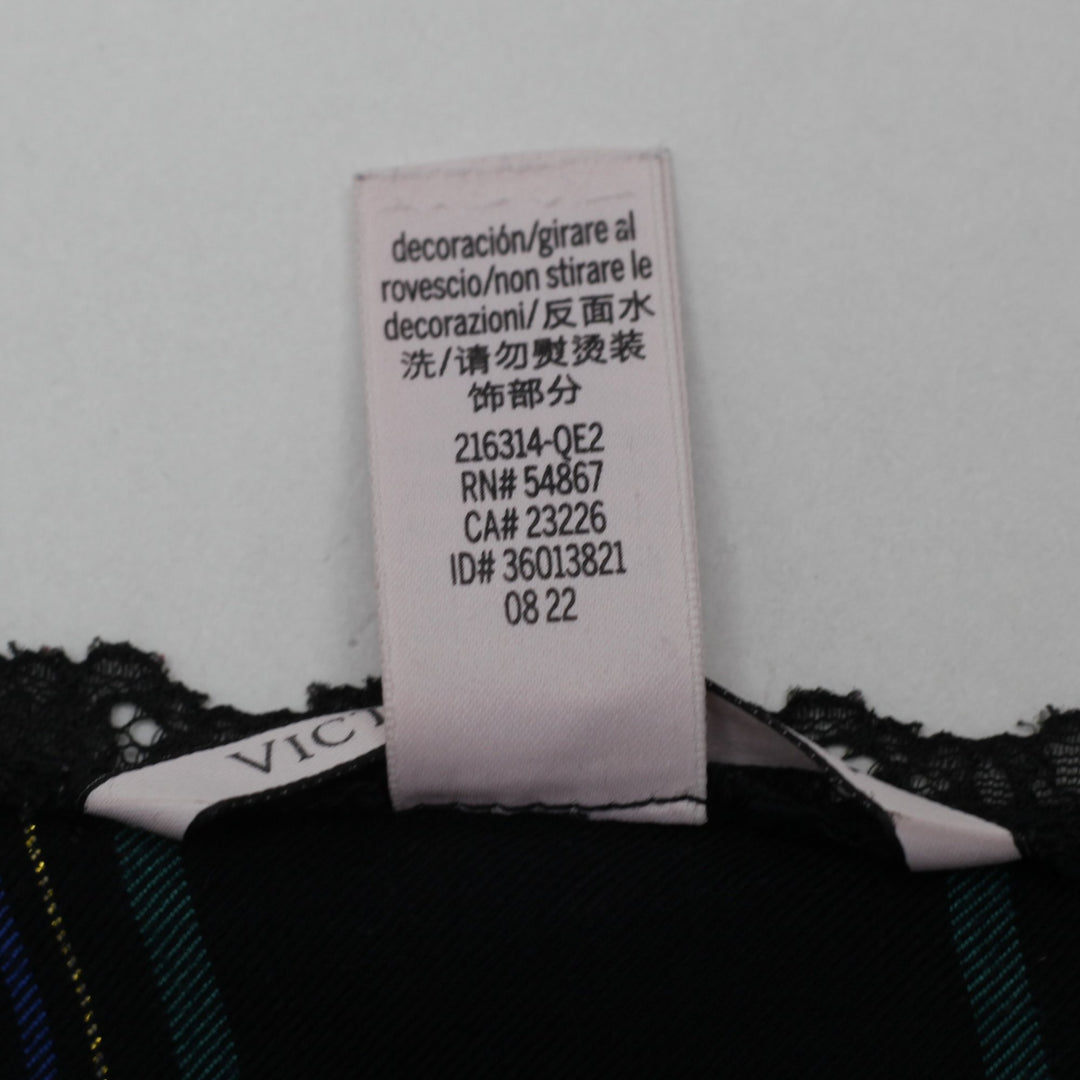 Y2K Ladies Victoria's Secret Tartan Plaid Metallic Lace-Trim Slip Dress Size S