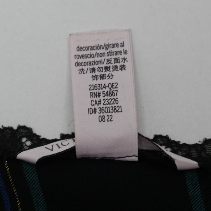 Y2K Ladies Victoria's Secret Tartan Plaid Metallic Lace-Trim Slip Dress Size S
