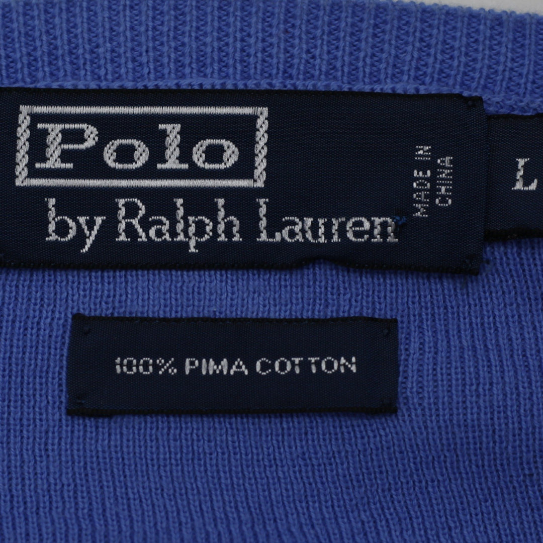 Vintage Polo By Ralph Lauren V-Neck 100% Pima Cotton Sweater