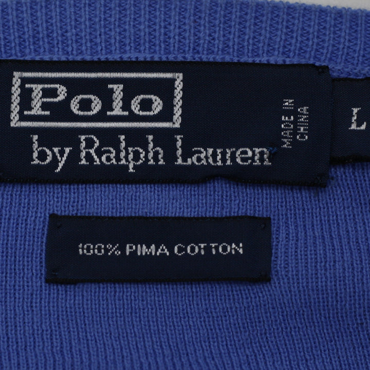Vintage Polo By Ralph Lauren V-Neck 100% Pima Cotton Sweater