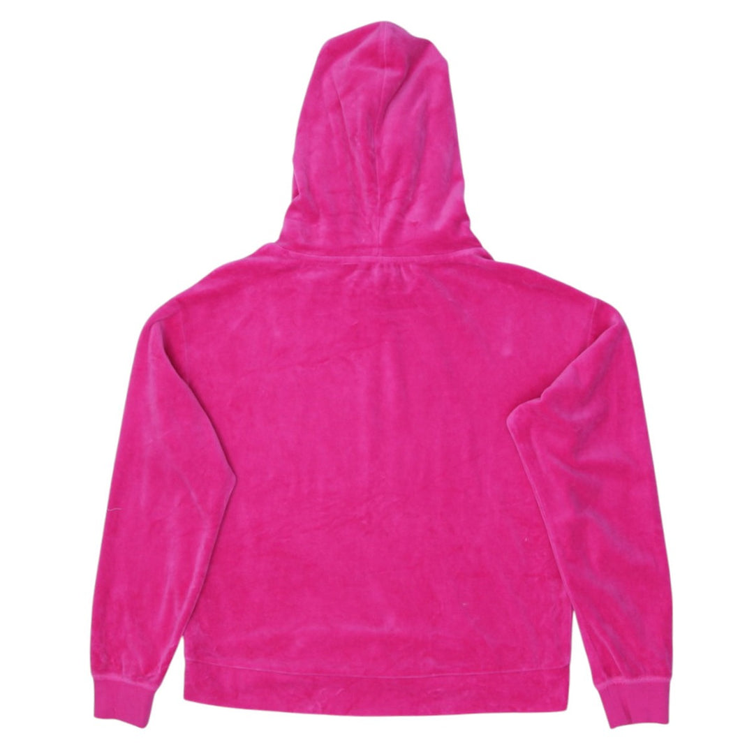 Y2K Ladies Juicy Couture Hoodie Pink Velour Spell Out Pullover