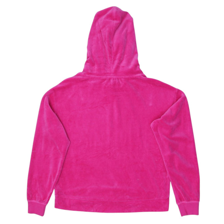 Y2K Ladies Juicy Couture Hoodie Pink Velour Spell Out Pullover
