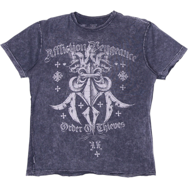 Y2K Mens Affliction Vengeance Order the Thieves Reversible T-Shirt Size L