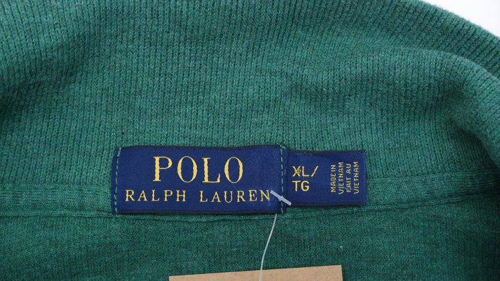 Mens Polo Ralph Lauren Sweater Green 1/4 Zip Cotton Knitwear