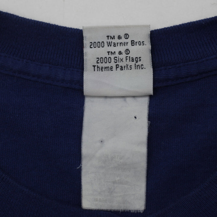 Vintage Mens Six Flags T-Shirt Navy Looney Tunes Graphic