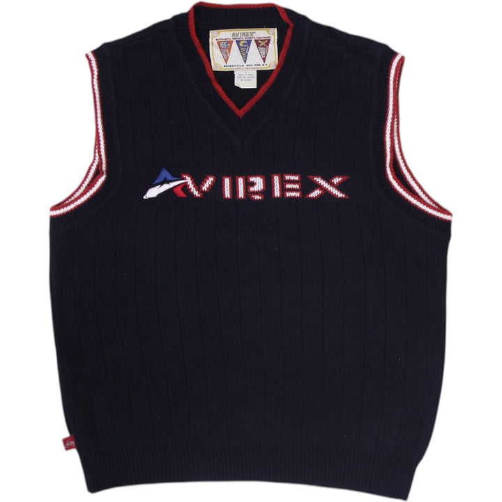 Vintage Mens 90s Avirex Cable-Knit Sweater Vest Size L