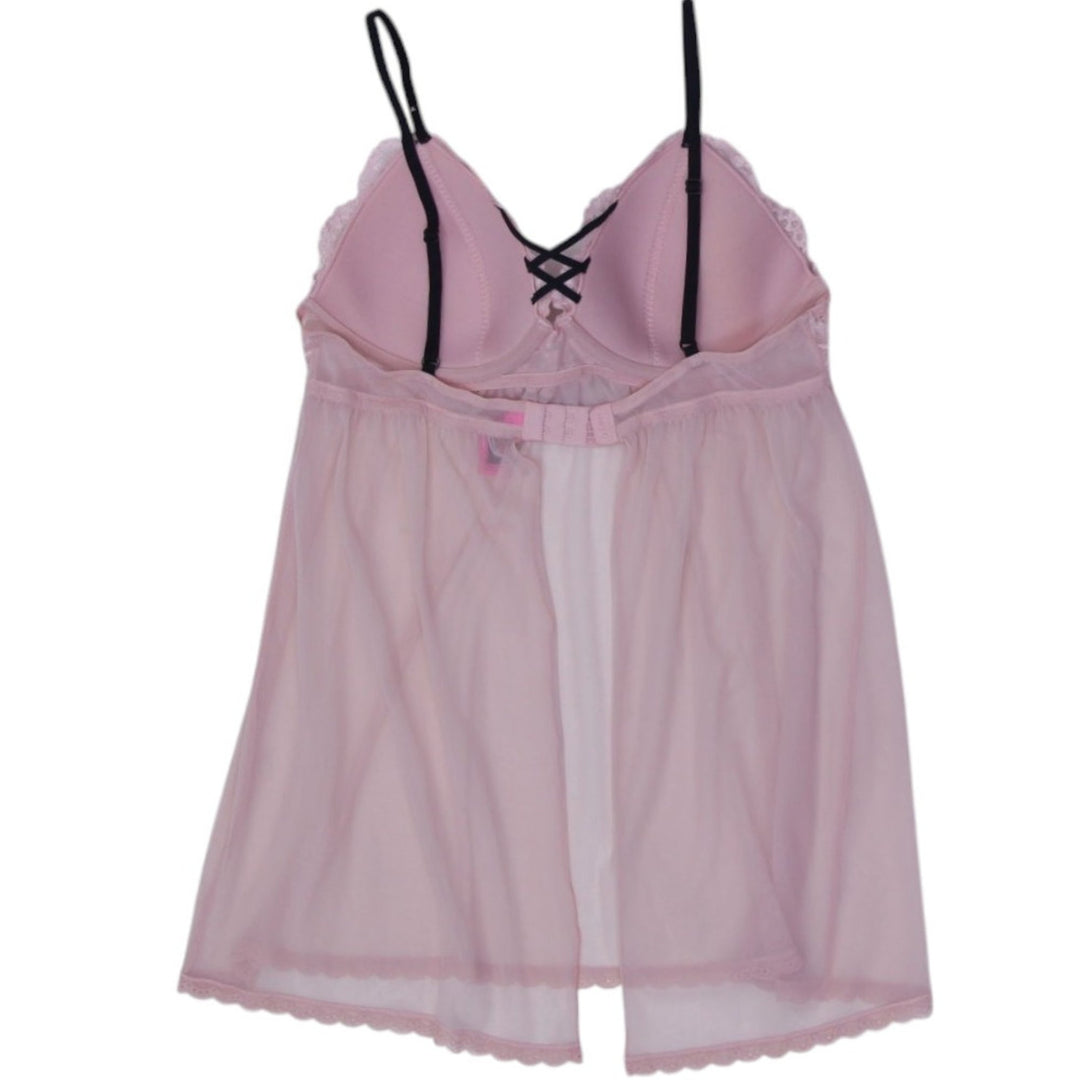 Ladies Lingerie Pink Lace Sheer Chemise