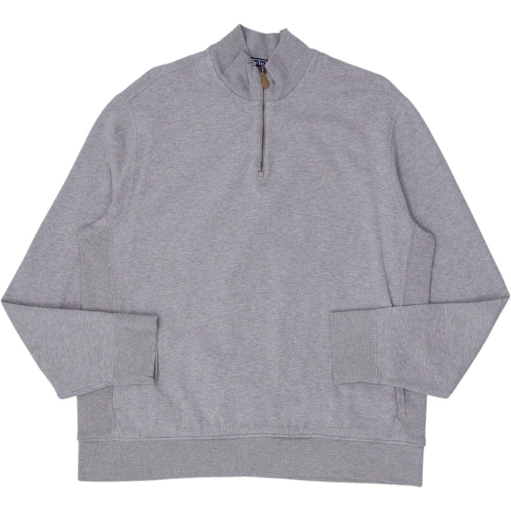 Vintage Mens Polo Ralph Lauren Sweatshirt Gray 1/4 Zip Pima Cotton XL