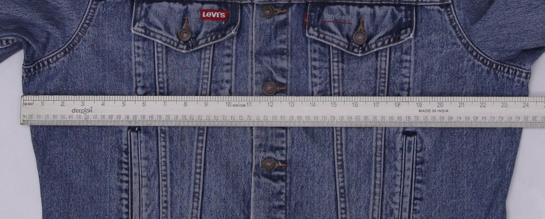 Vintage Levis Trucker Jacket Washed Blue Denim PolyGram Graphic