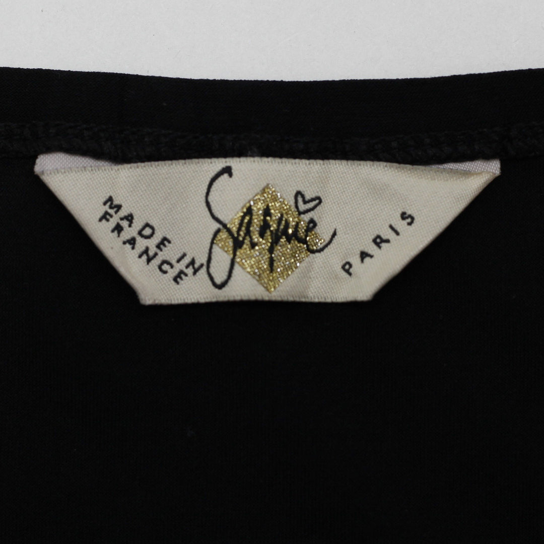 Y2K Ladies Sagaie Lace Trim Halter Top Made In France Black Size 1