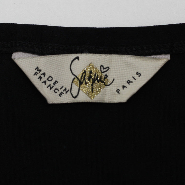 Y2K Ladies Sagaie Lace Trim Halter Top Made In France Black Size 1